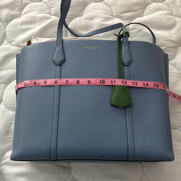 Tory Burch Perry Pebbled Leather Triple Compartment Tote Bluewood. New, No Tags. - Picture 9 of 10